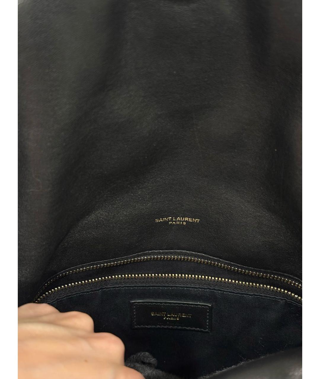 SAINT LAURENT Черная кожаная сумка через плечо, фото 4