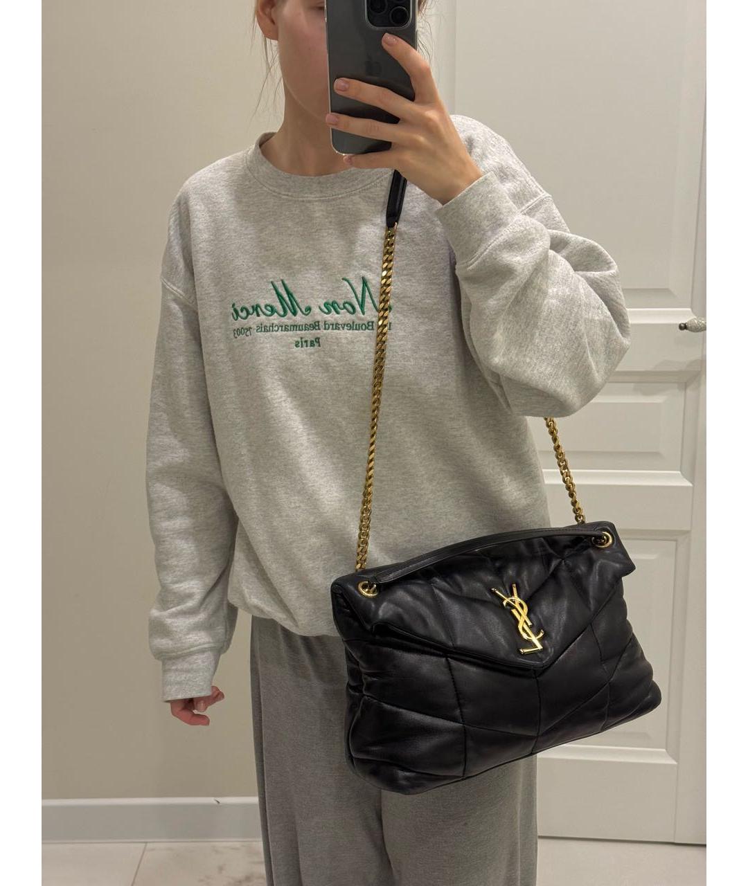 SAINT LAURENT Черная кожаная сумка через плечо, фото 7