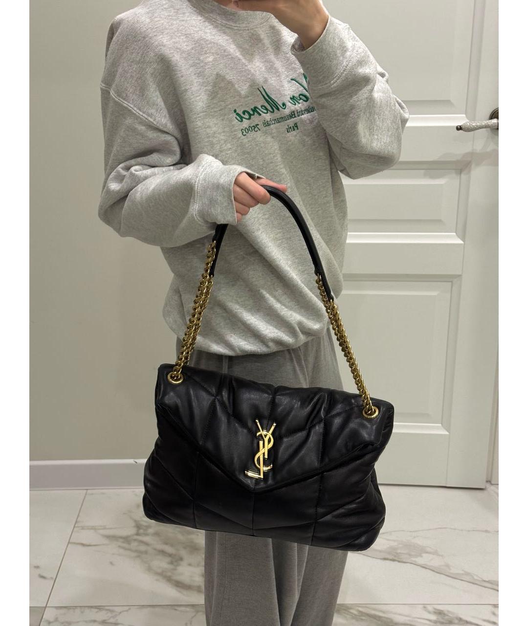 SAINT LAURENT Черная кожаная сумка через плечо, фото 6