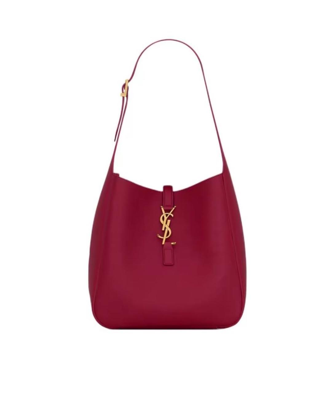 SAINT LAURENT Бордовая кожаная сумка через плечо, фото 5
