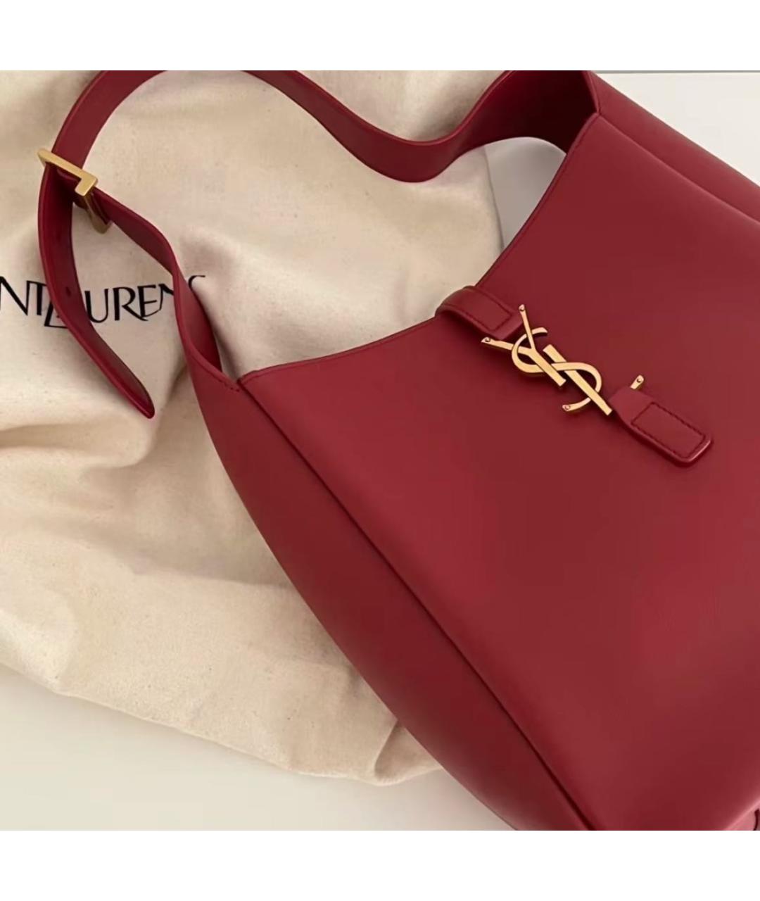 SAINT LAURENT Бордовая кожаная сумка через плечо, фото 3