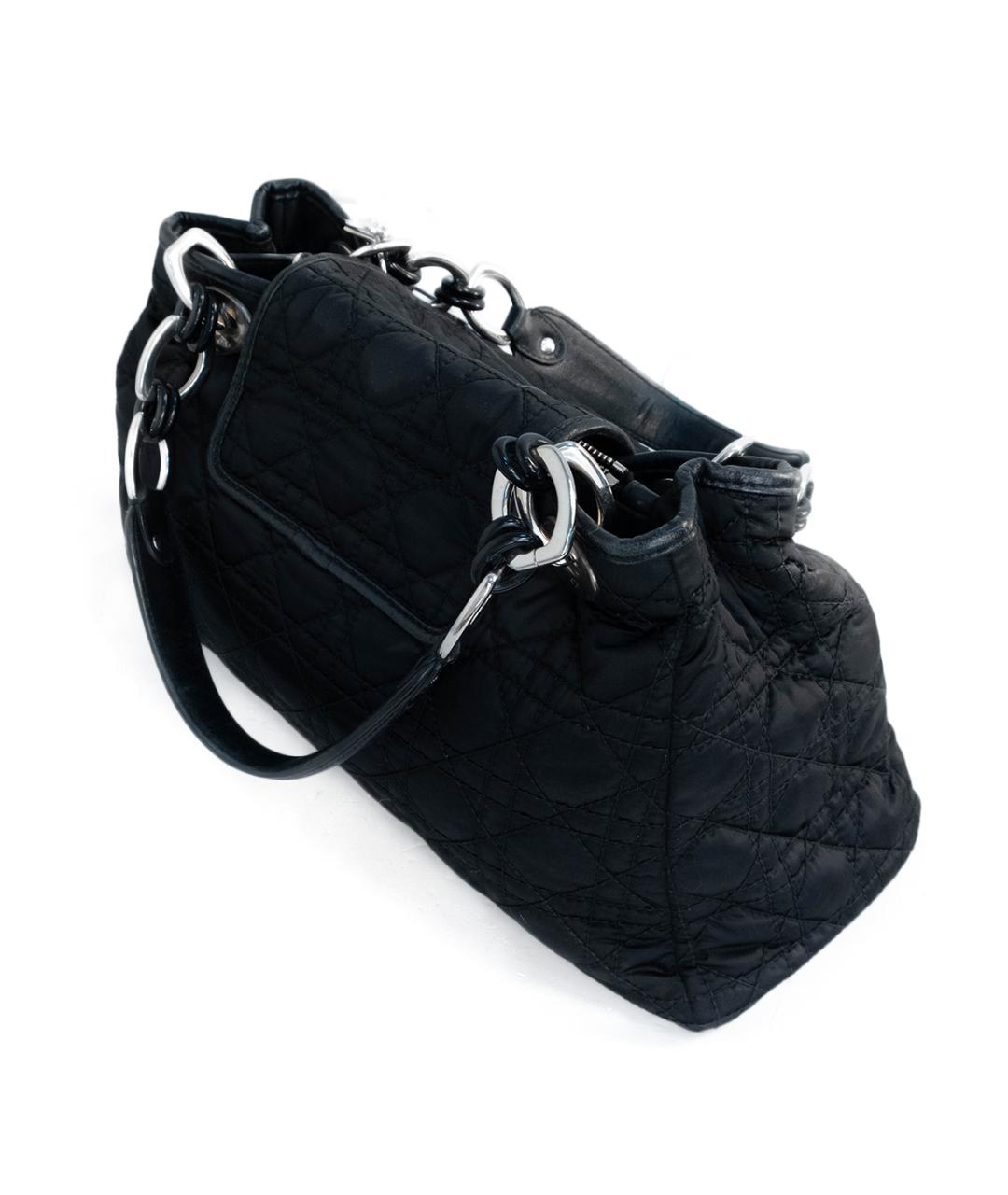 CHRISTIAN DIOR Черная тканевая сумка тоут, фото 3