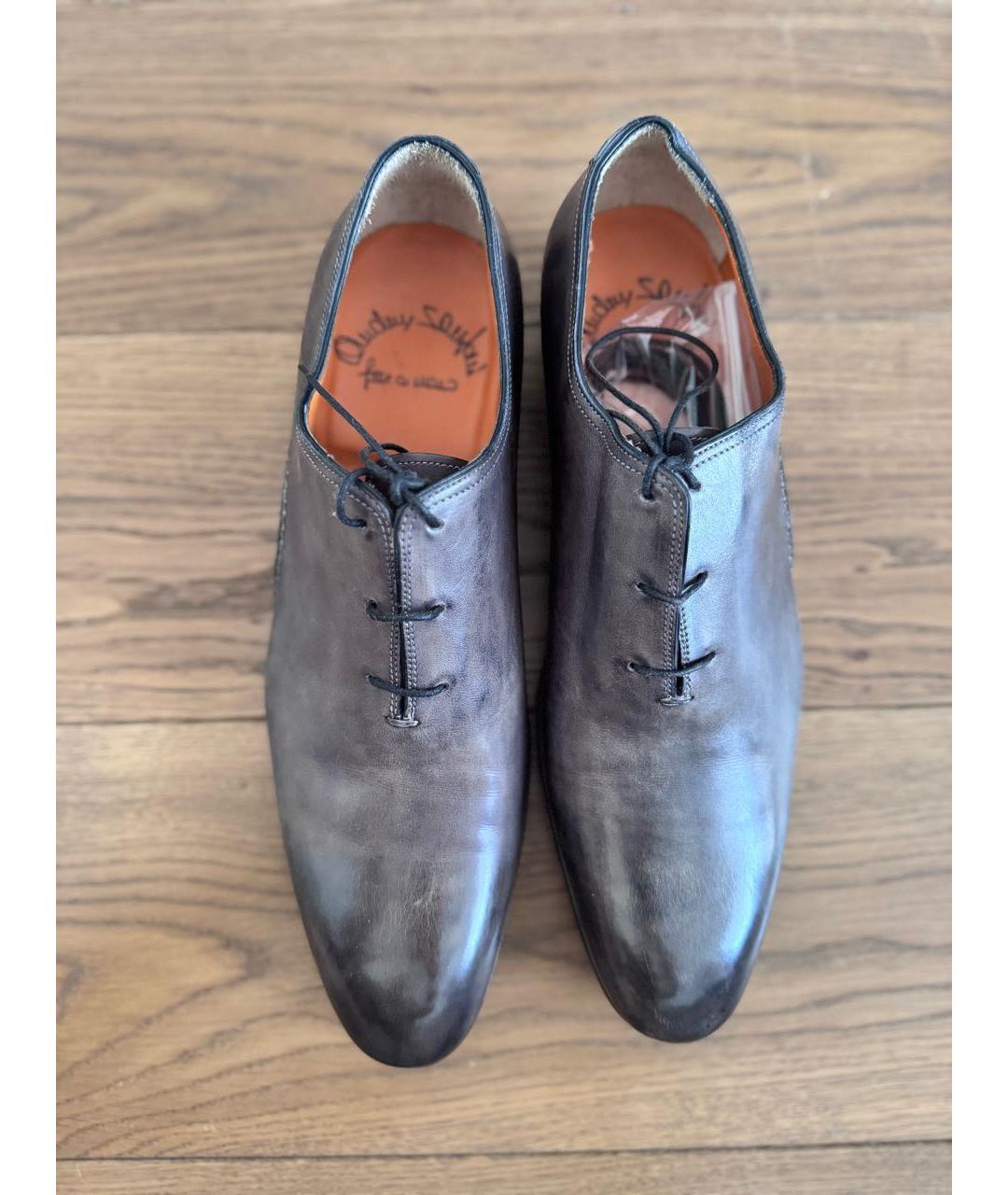 SANTONI Коричневые кожаные туфли, фото 3