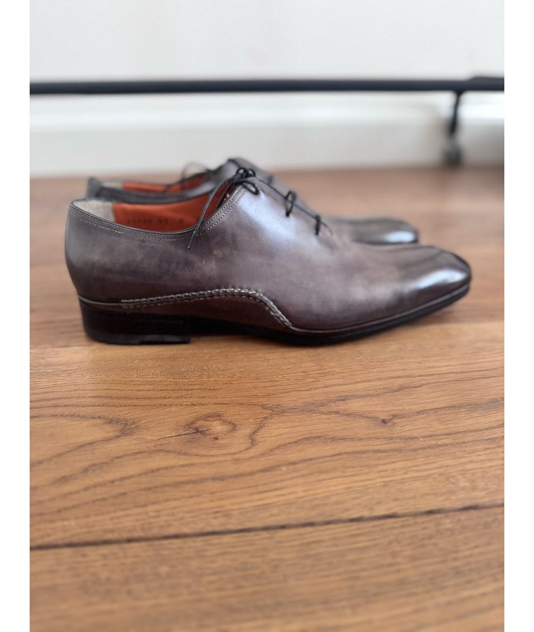 SANTONI Коричневые кожаные туфли, фото 6