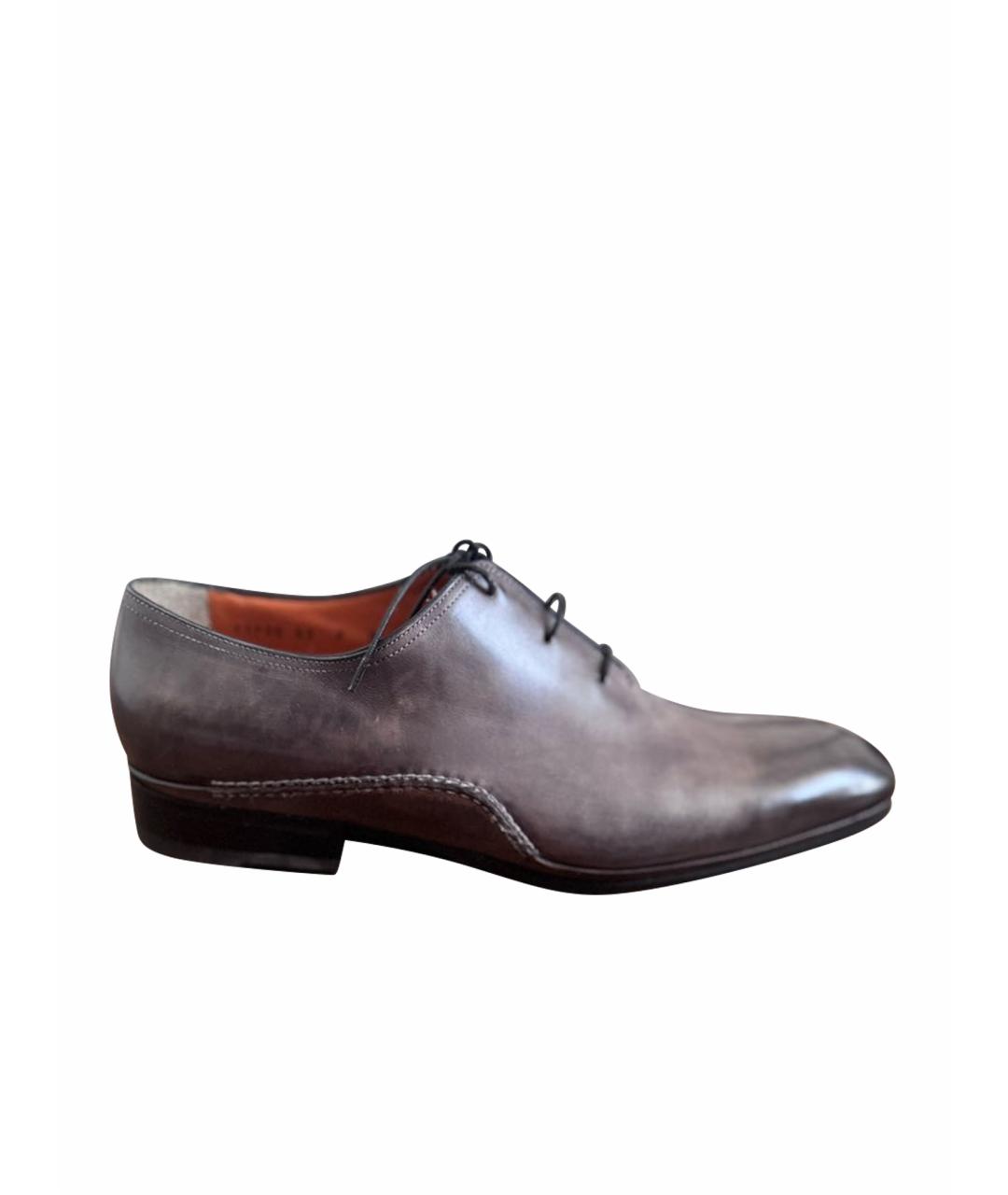 SANTONI Коричневые кожаные туфли, фото 1