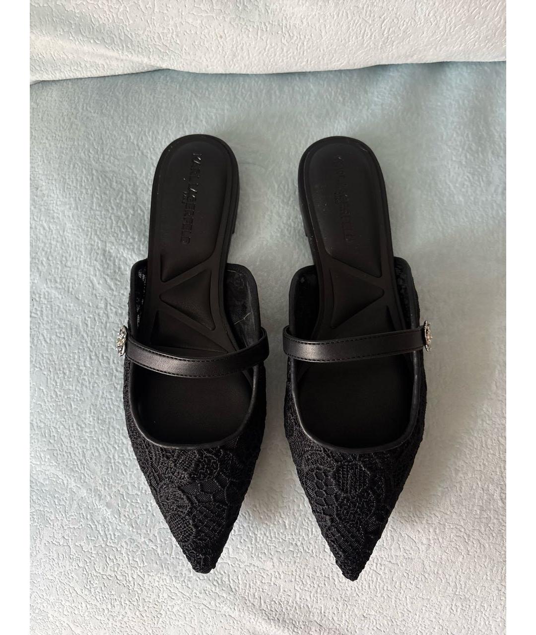 KARL LAGERFELD Черные текстильные мюли, фото 3
