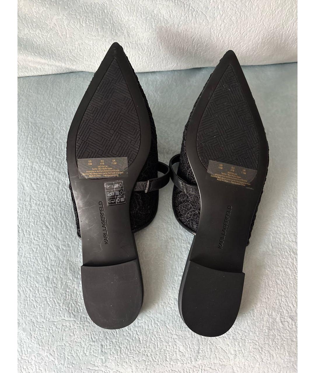 KARL LAGERFELD Черные текстильные мюли, фото 5