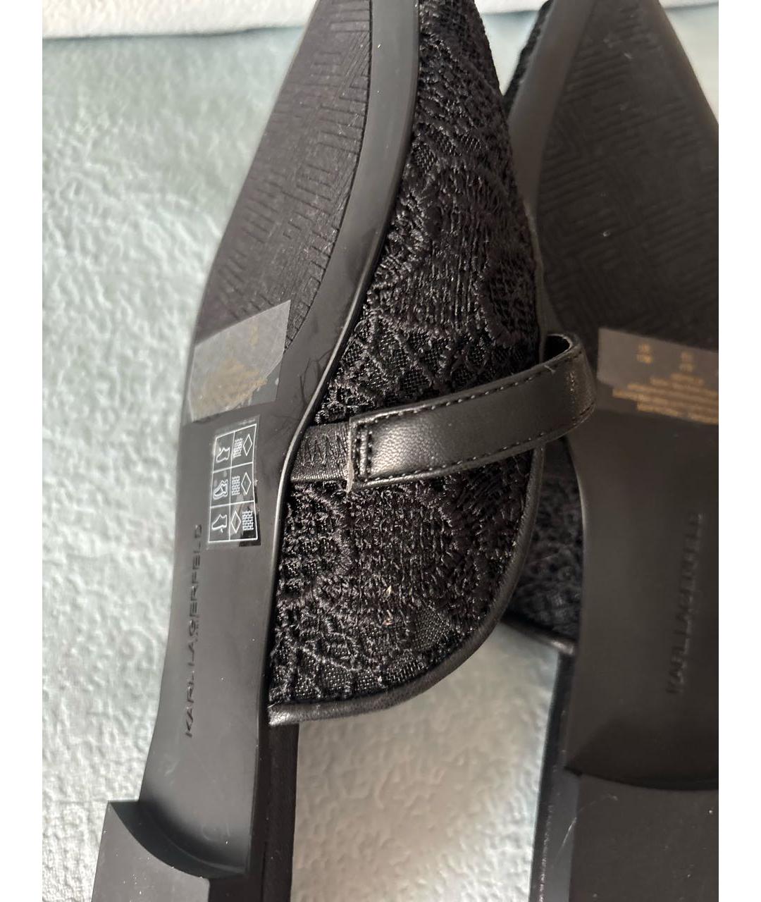 KARL LAGERFELD Черные текстильные мюли, фото 6