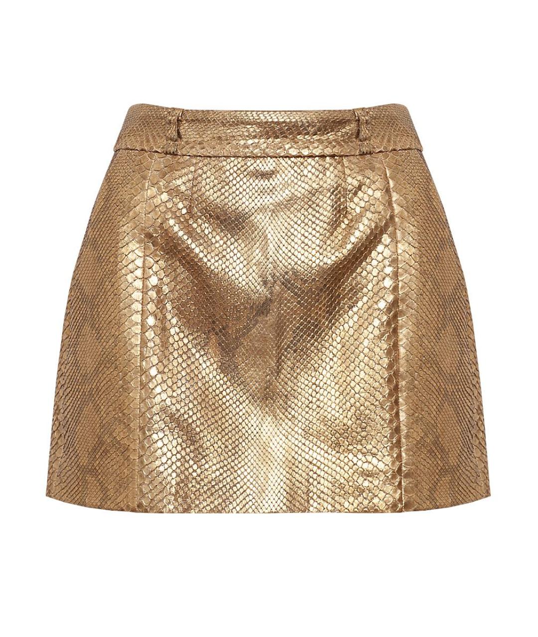 GUCCI Золотая юбка мини из экзотической кожи, фото 5