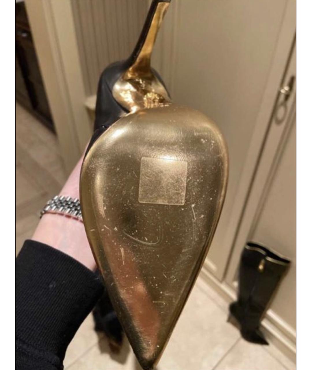 VERSACE Черные кожаные ботфорты, фото 4