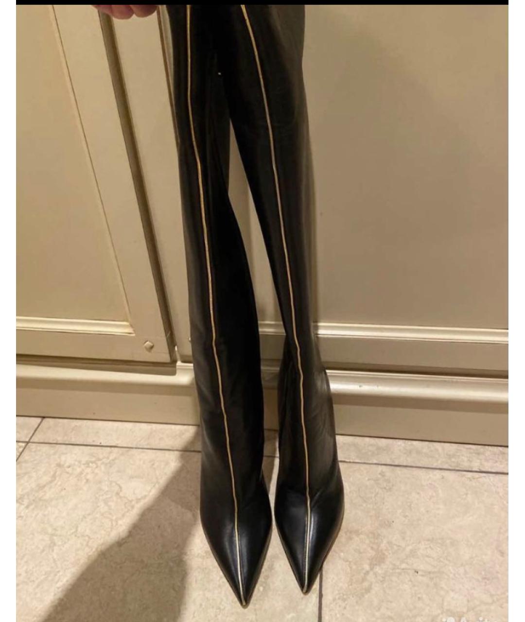 VERSACE Черные кожаные ботфорты, фото 2