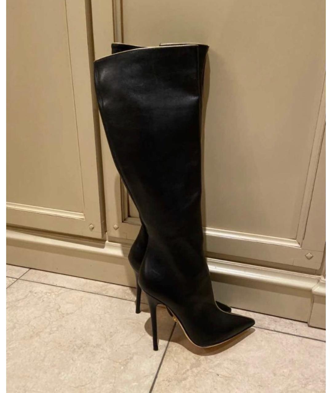 VERSACE Черные кожаные ботфорты, фото 3