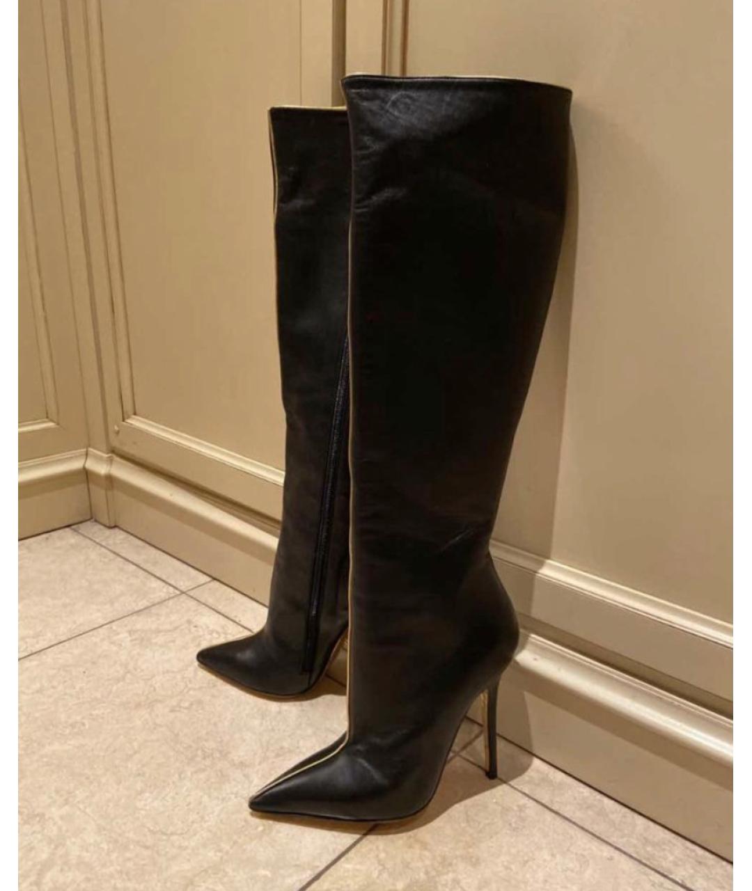 VERSACE Черные кожаные ботфорты, фото 5