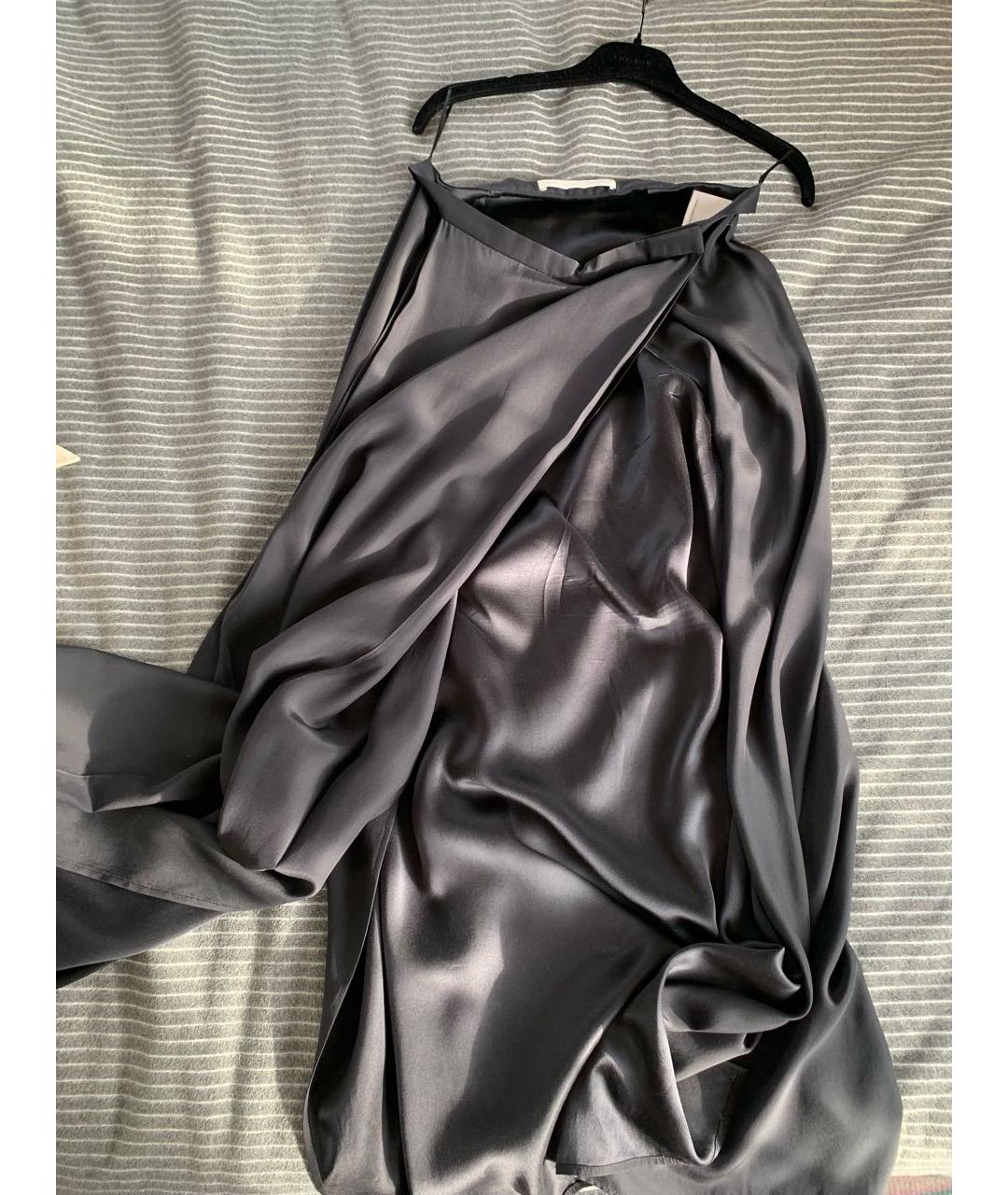 STELLA MCCARTNEY Антрацитовая шелковая юбка макси, фото 3