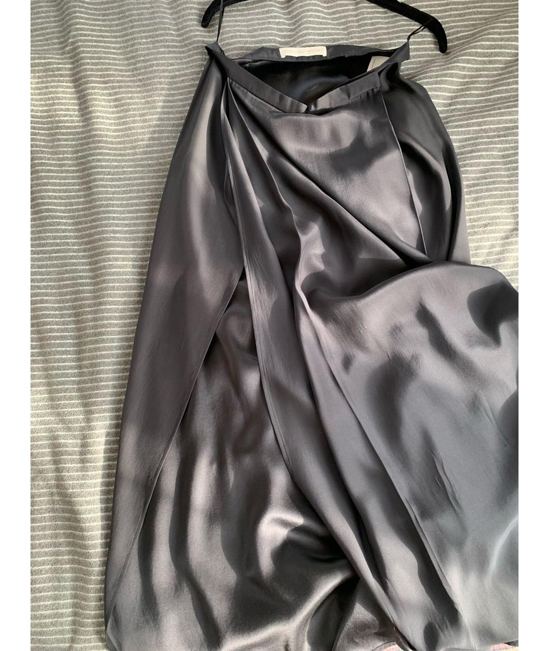 STELLA MCCARTNEY Антрацитовая шелковая юбка макси, фото 4