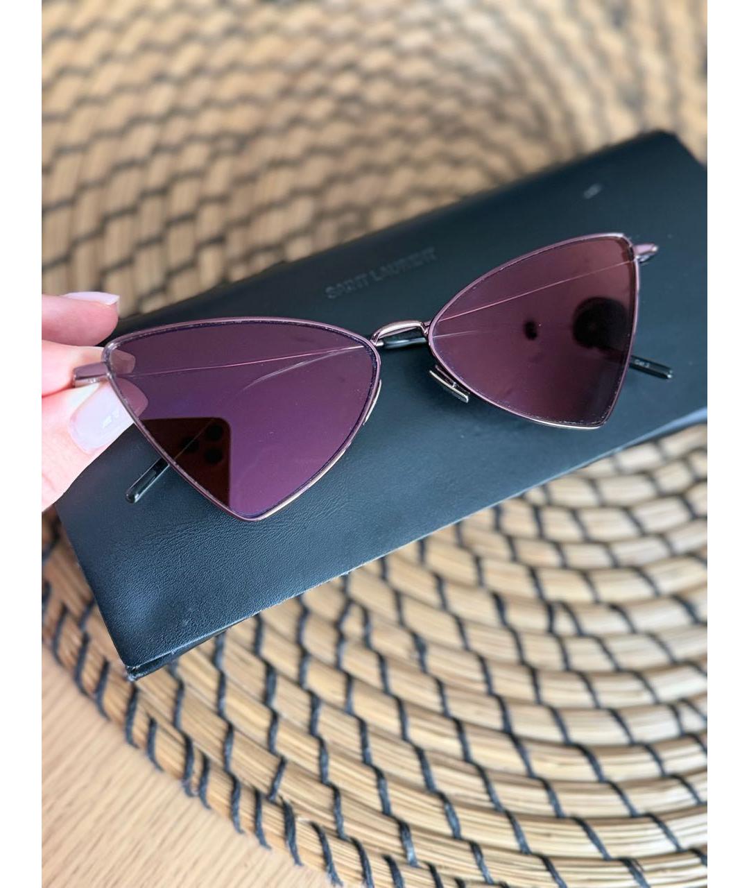 SAINT LAURENT Фиолетовые металлические солнцезащитные очки, фото 6