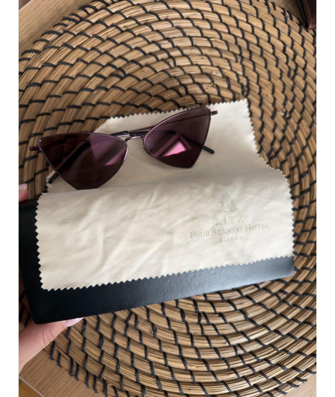 SAINT LAURENT Фиолетовые металлические солнцезащитные очки, фото 2