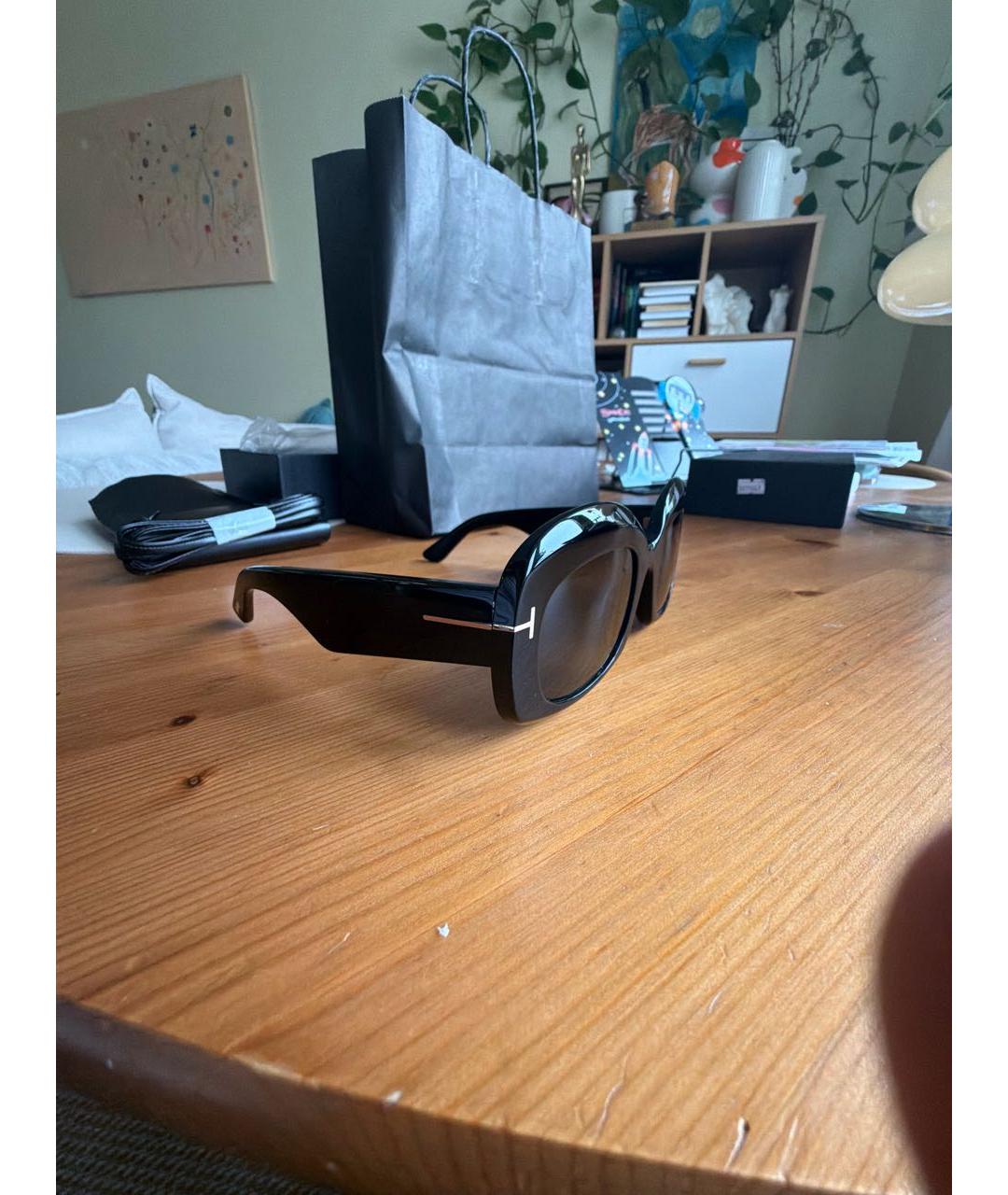 TOM FORD Черные солнцезащитные очки из рога буйвола, фото 2