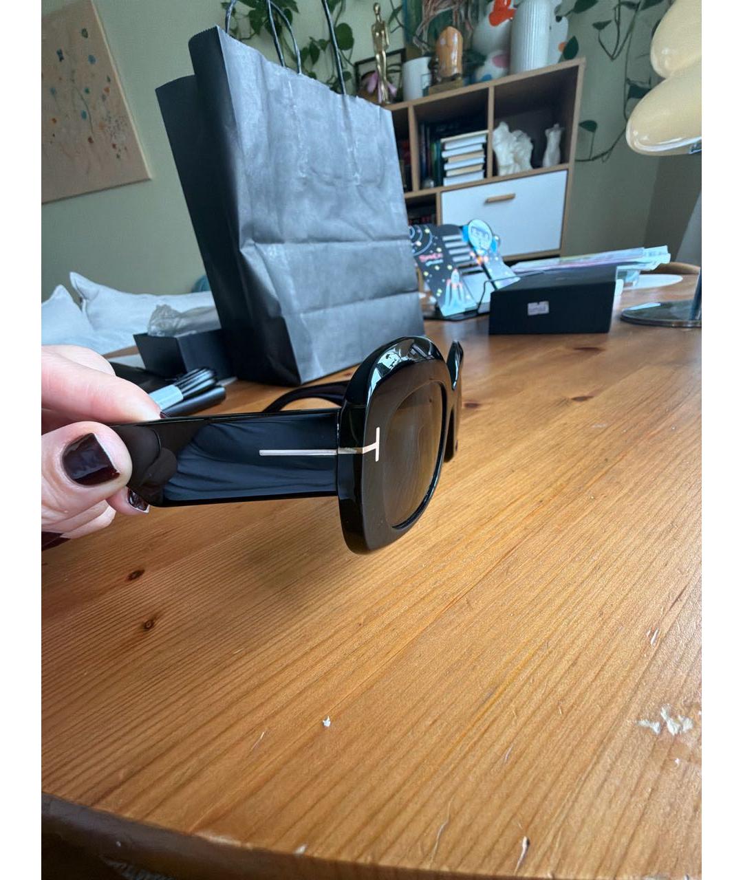 TOM FORD Черные солнцезащитные очки из рога буйвола, фото 3