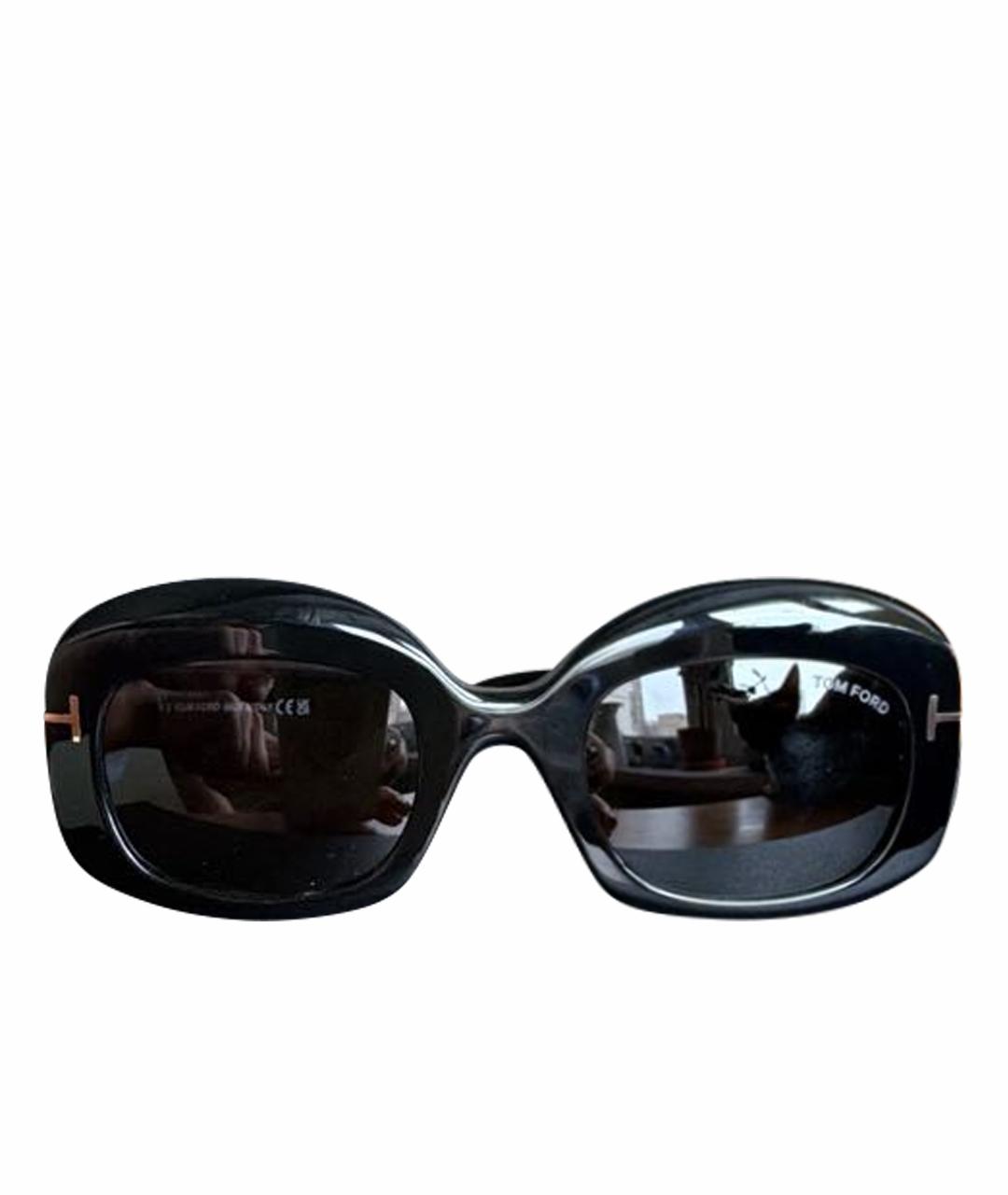 TOM FORD Черные солнцезащитные очки из рога буйвола, фото 1
