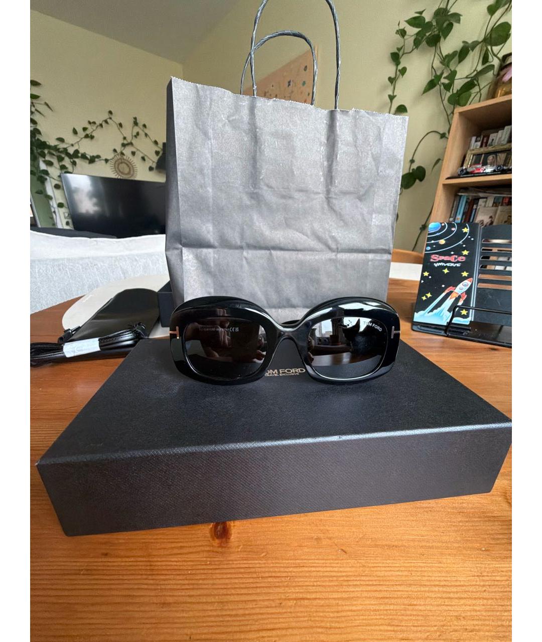 TOM FORD Черные солнцезащитные очки из рога буйвола, фото 5