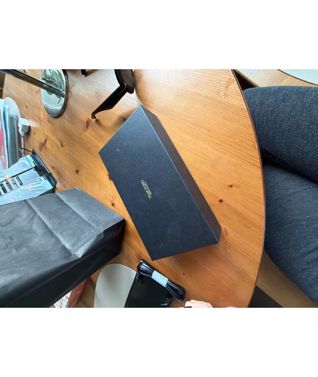 TOM FORD Черные солнцезащитные очки из рога буйвола, фото 4