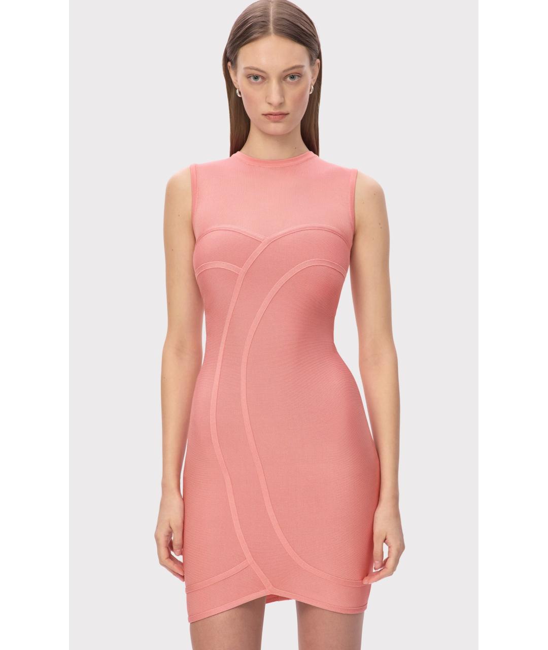 HERVE LEGER Розовое коктейльное платье, фото 2