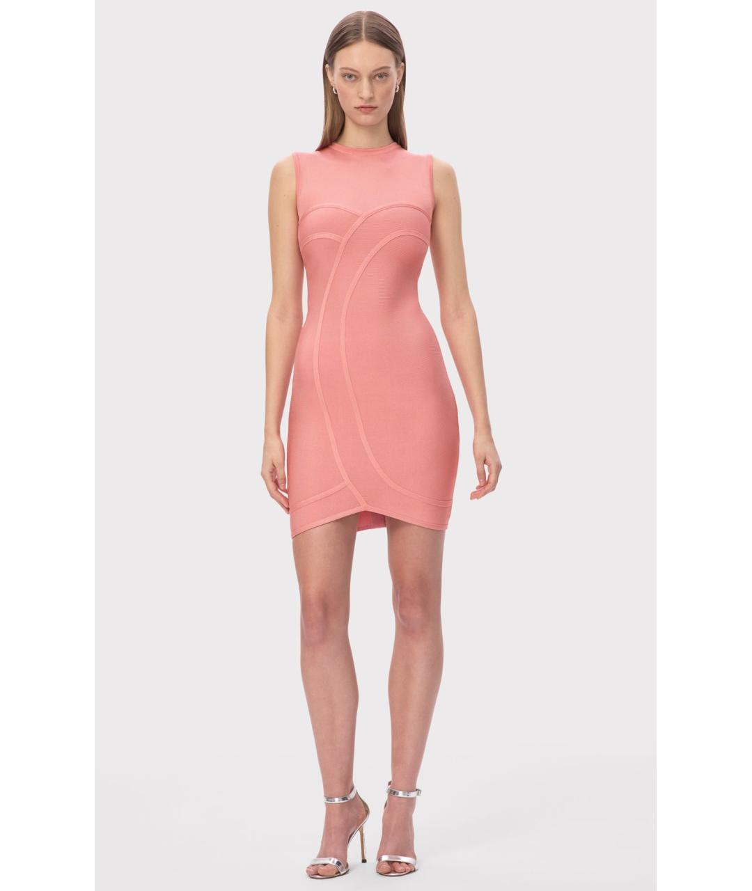 HERVE LEGER Розовое коктейльное платье, фото 3