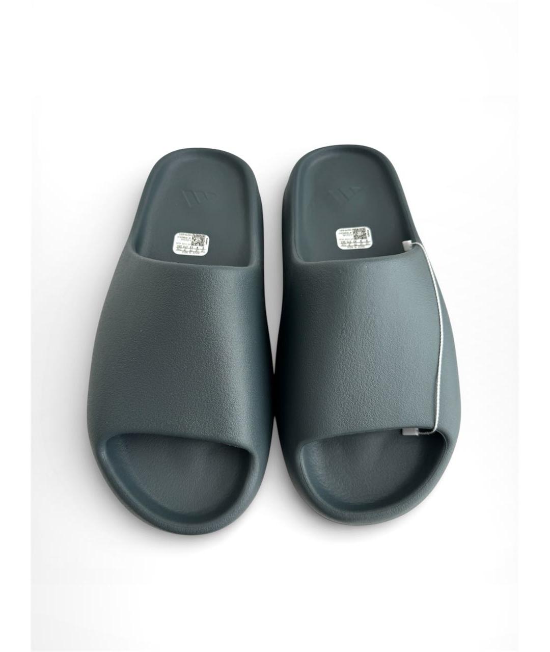 ADIDAS YEEZY Антрацитовые резиновые шлепанцы, фото 3