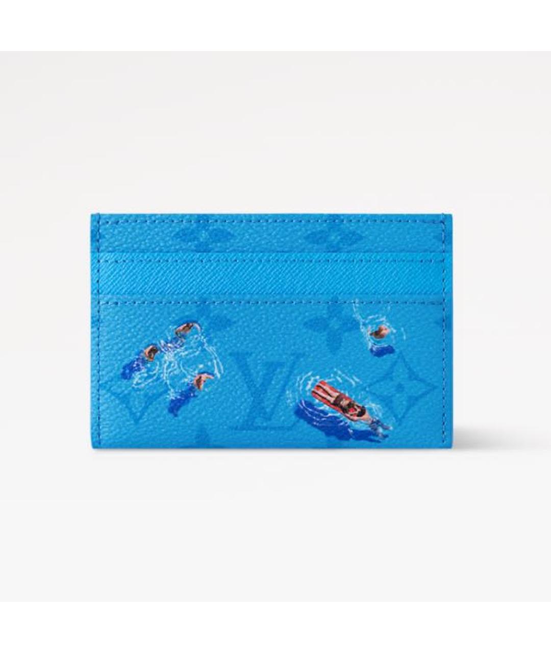 LOUIS VUITTON Голубой кожаный кардхолдер, фото 6