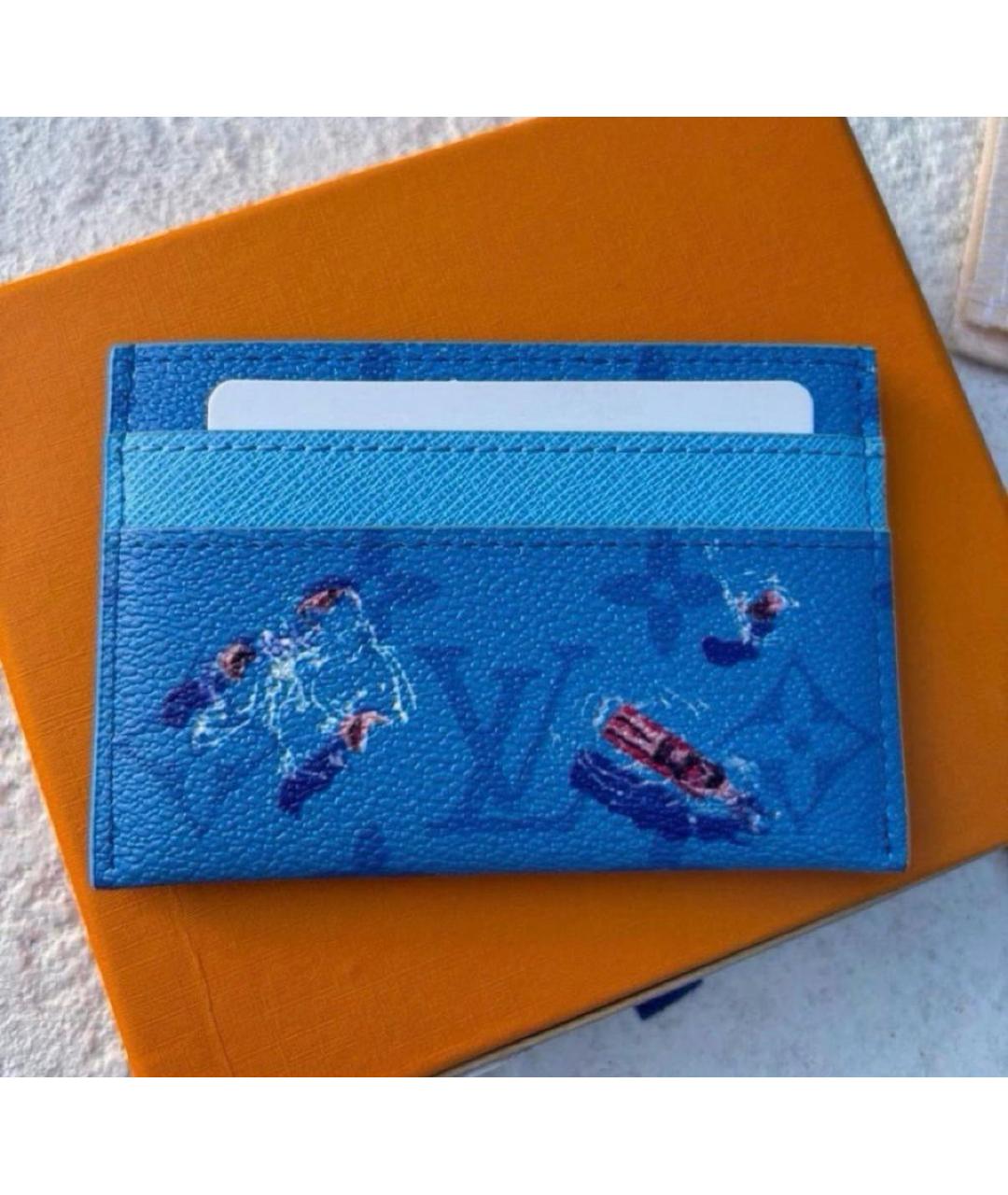 LOUIS VUITTON Голубой кожаный кардхолдер, фото 5