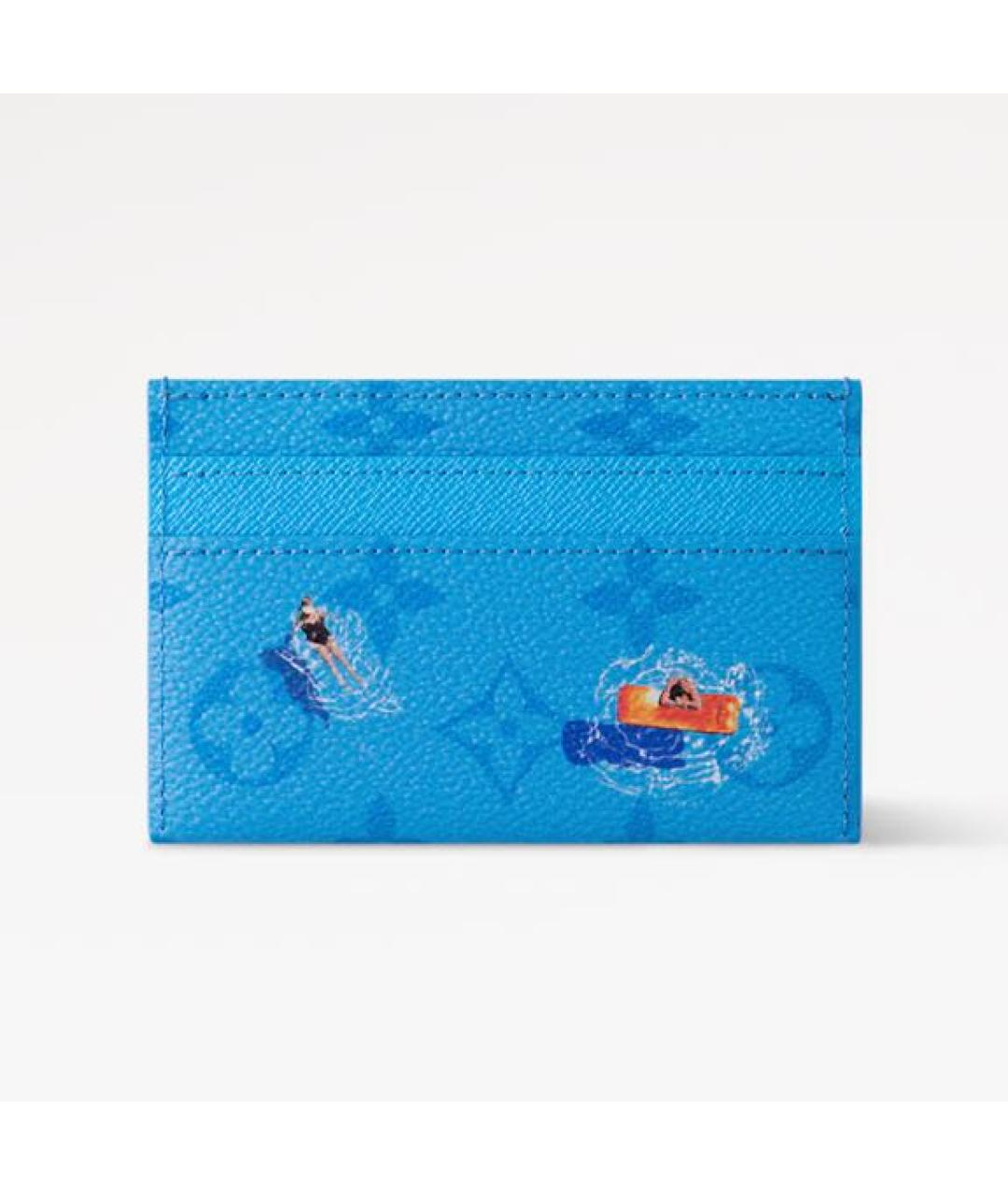 LOUIS VUITTON Голубой кожаный кардхолдер, фото 4