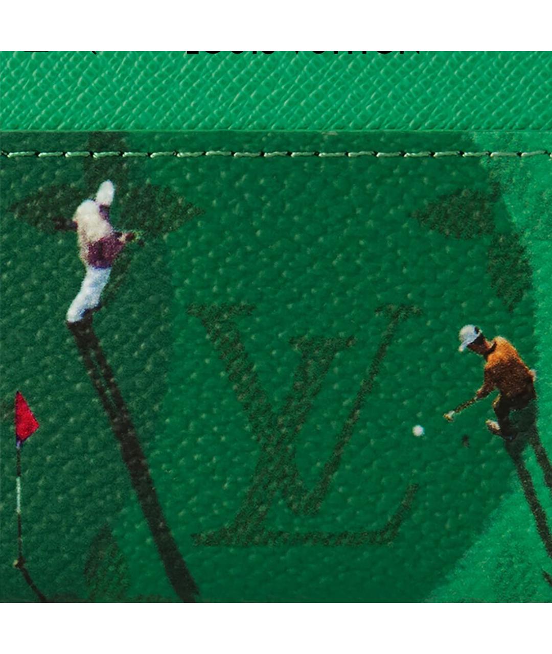 LOUIS VUITTON Зеленый кожаный кардхолдер, фото 2