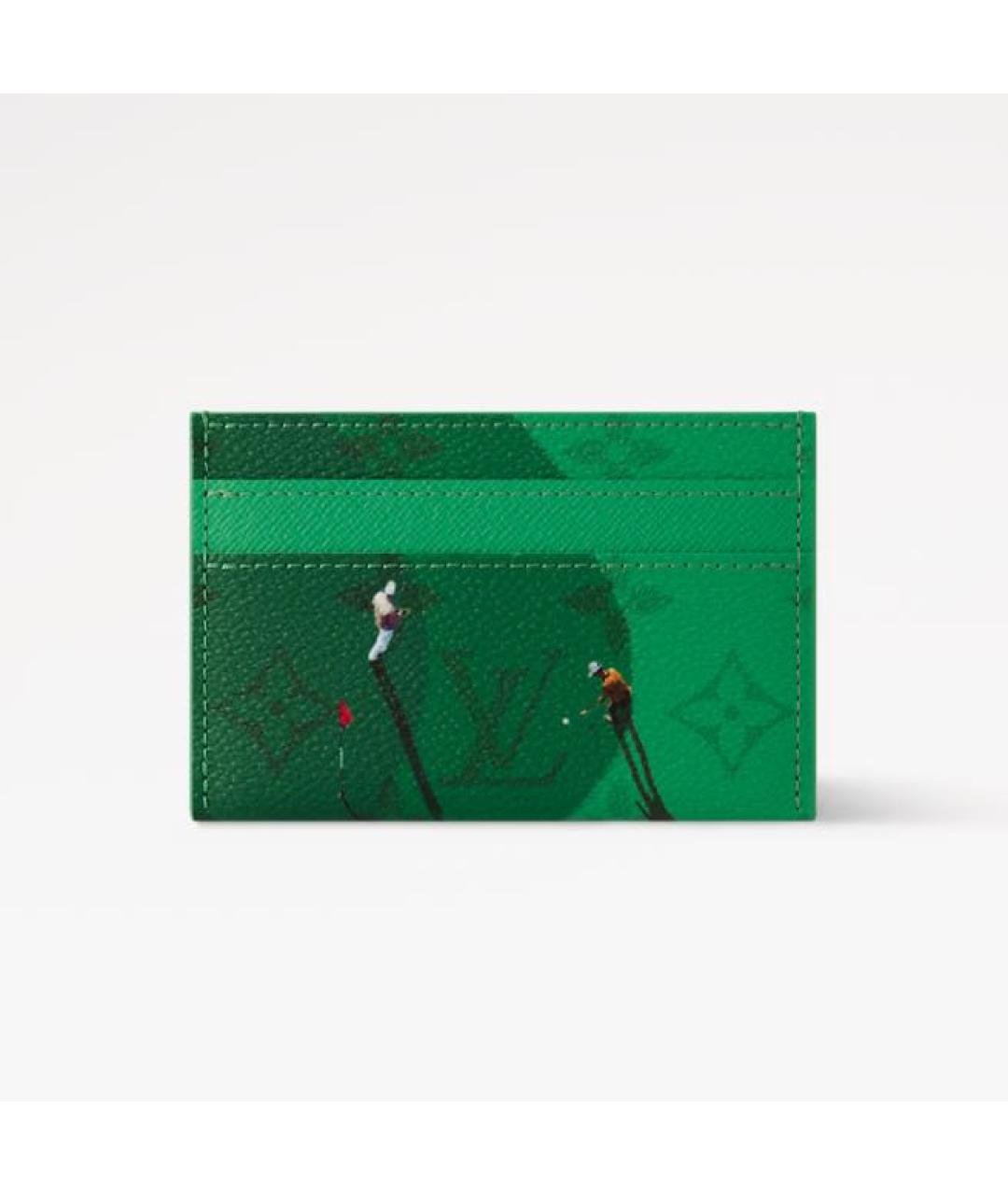 LOUIS VUITTON Зеленый кожаный кардхолдер, фото 6