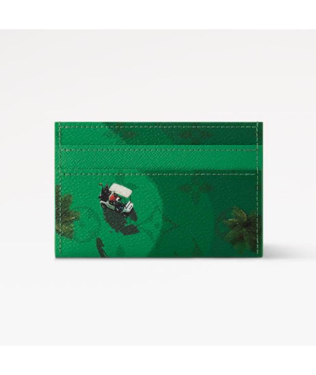 LOUIS VUITTON Зеленый кожаный кардхолдер, фото 4