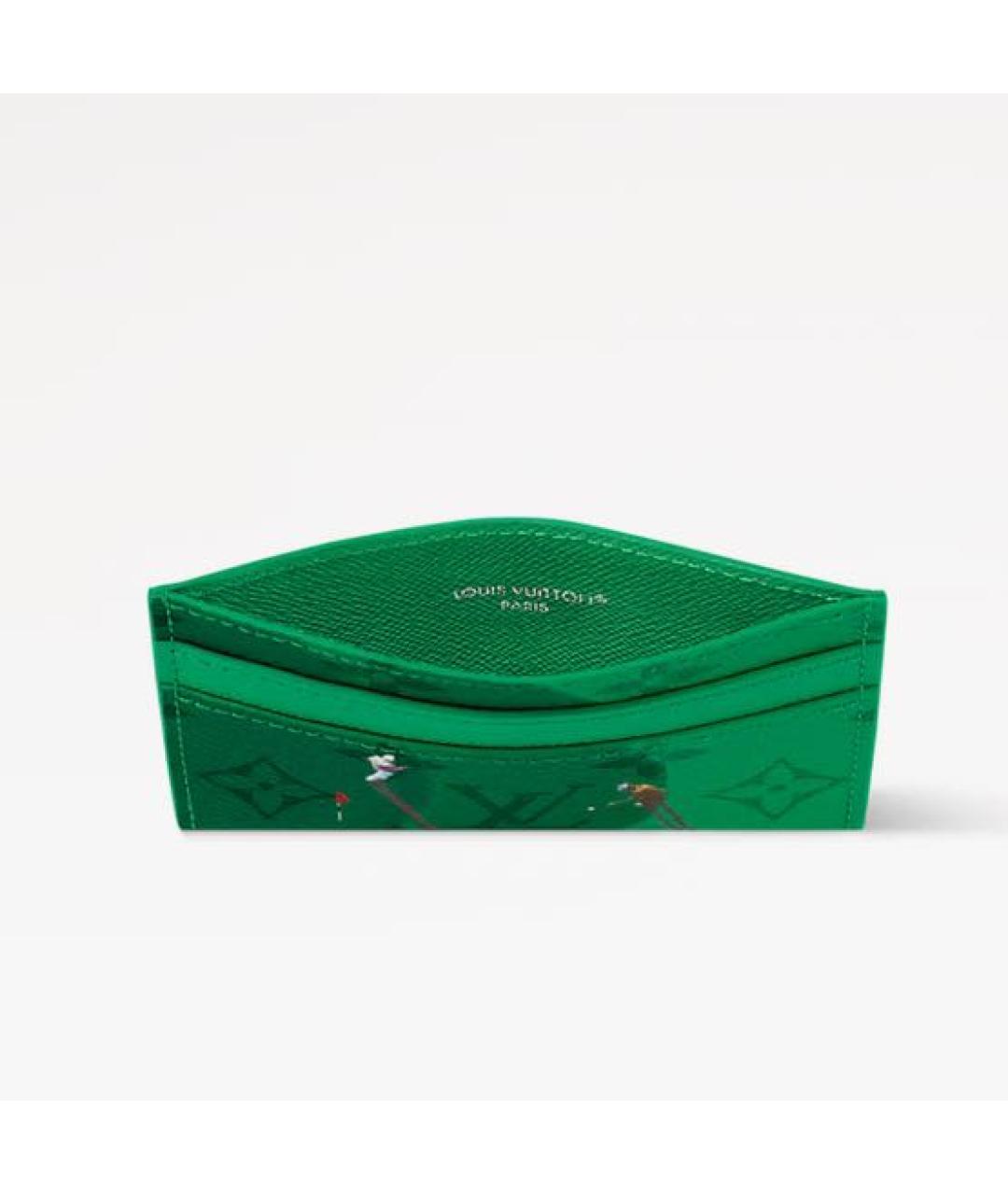 LOUIS VUITTON Зеленый кожаный кардхолдер, фото 3