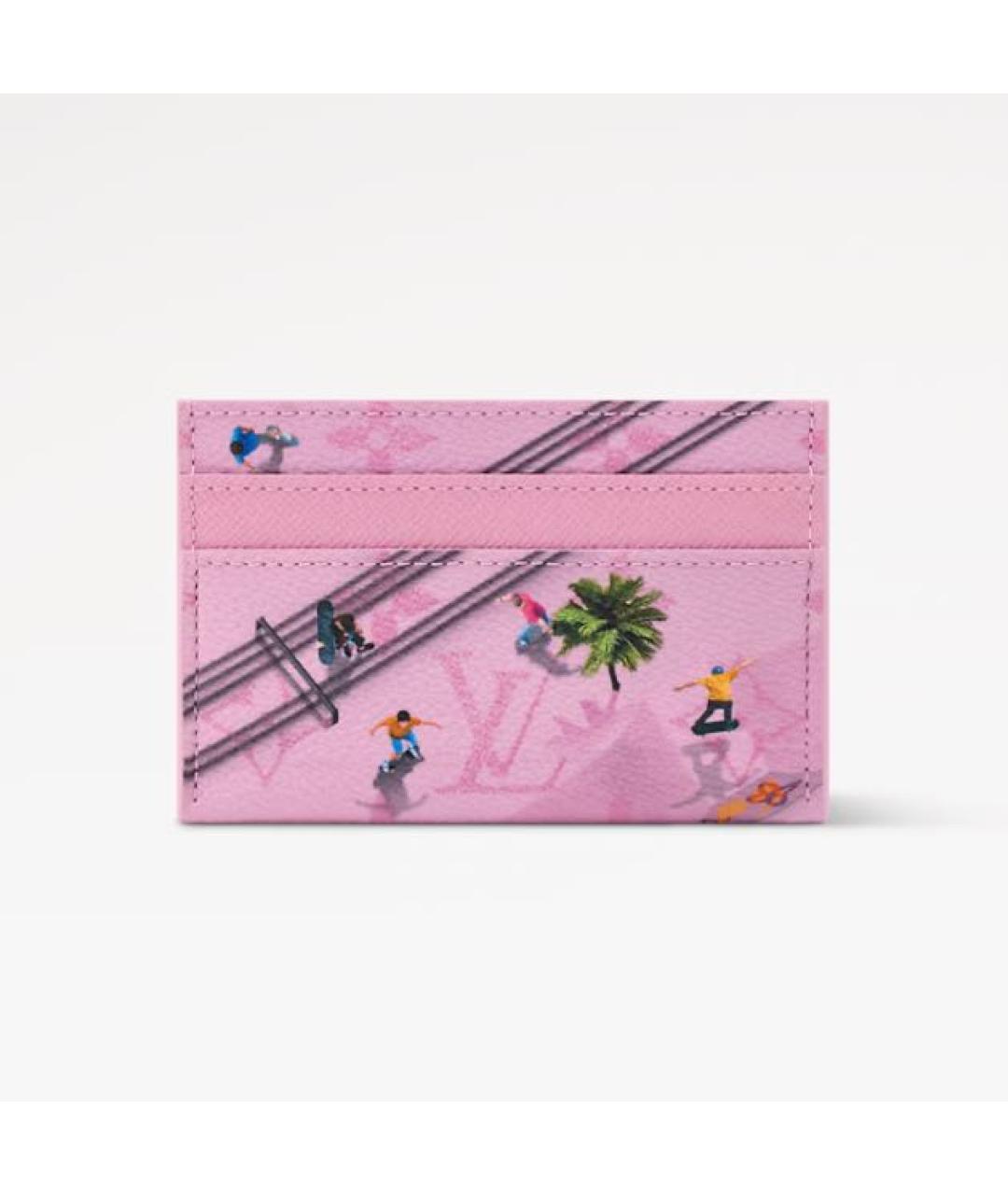LOUIS VUITTON Розовый кожаный кардхолдер, фото 5