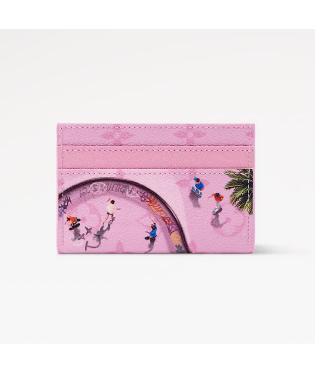 LOUIS VUITTON Розовый кожаный кардхолдер, фото 4