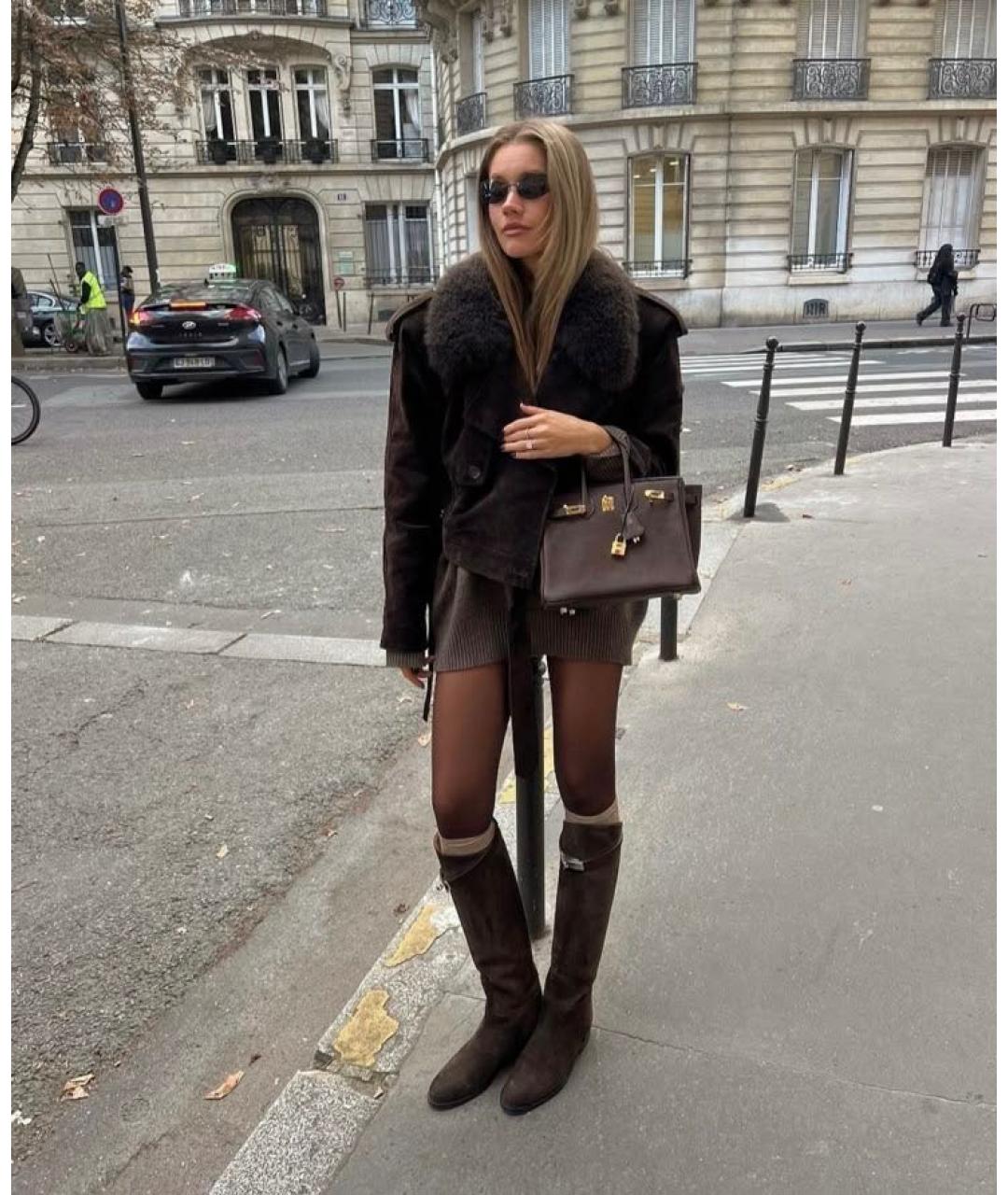 HERMES Коричневые замшевые сапоги, фото 4