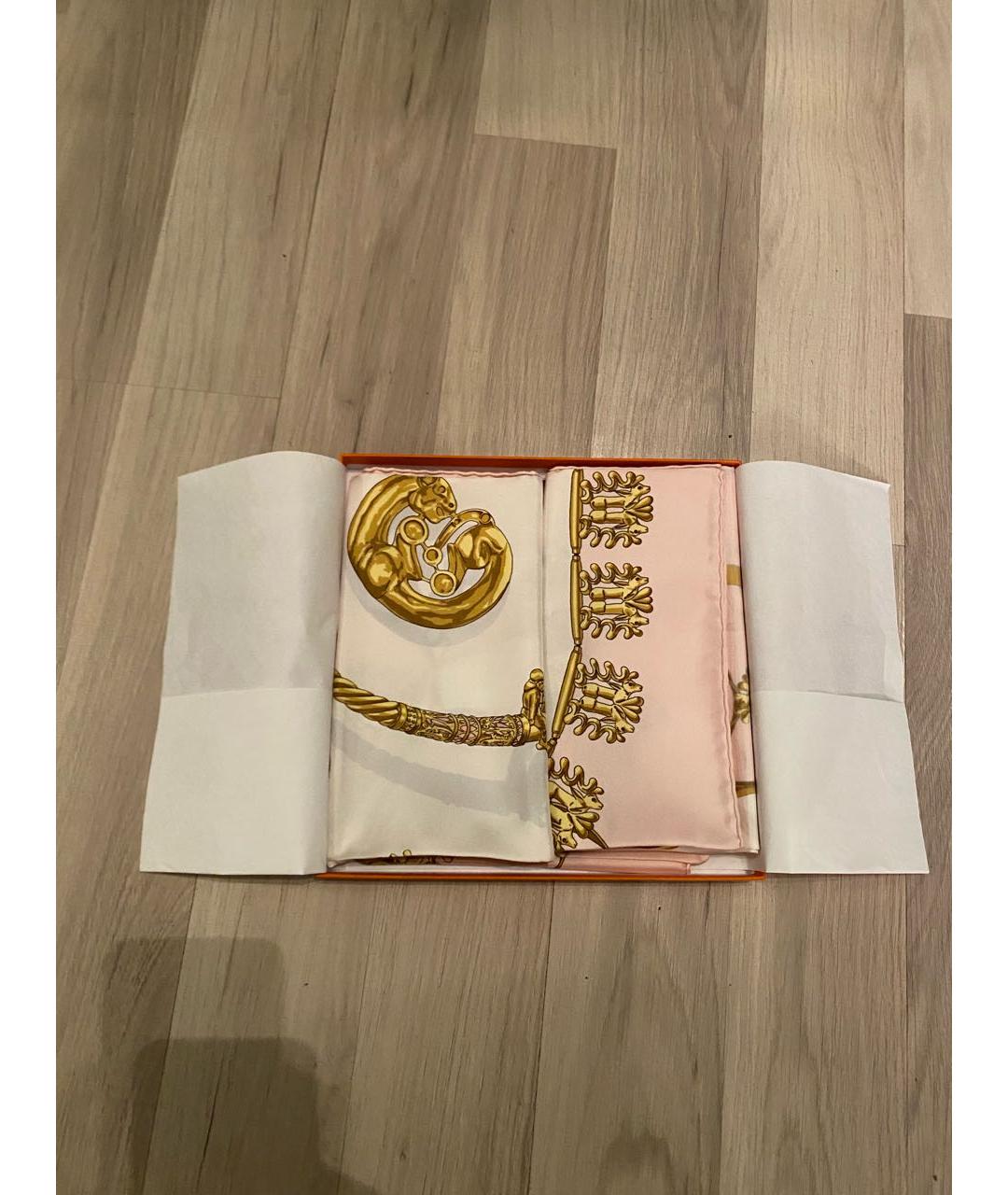 HERMES Розовый шелковый платок, фото 2