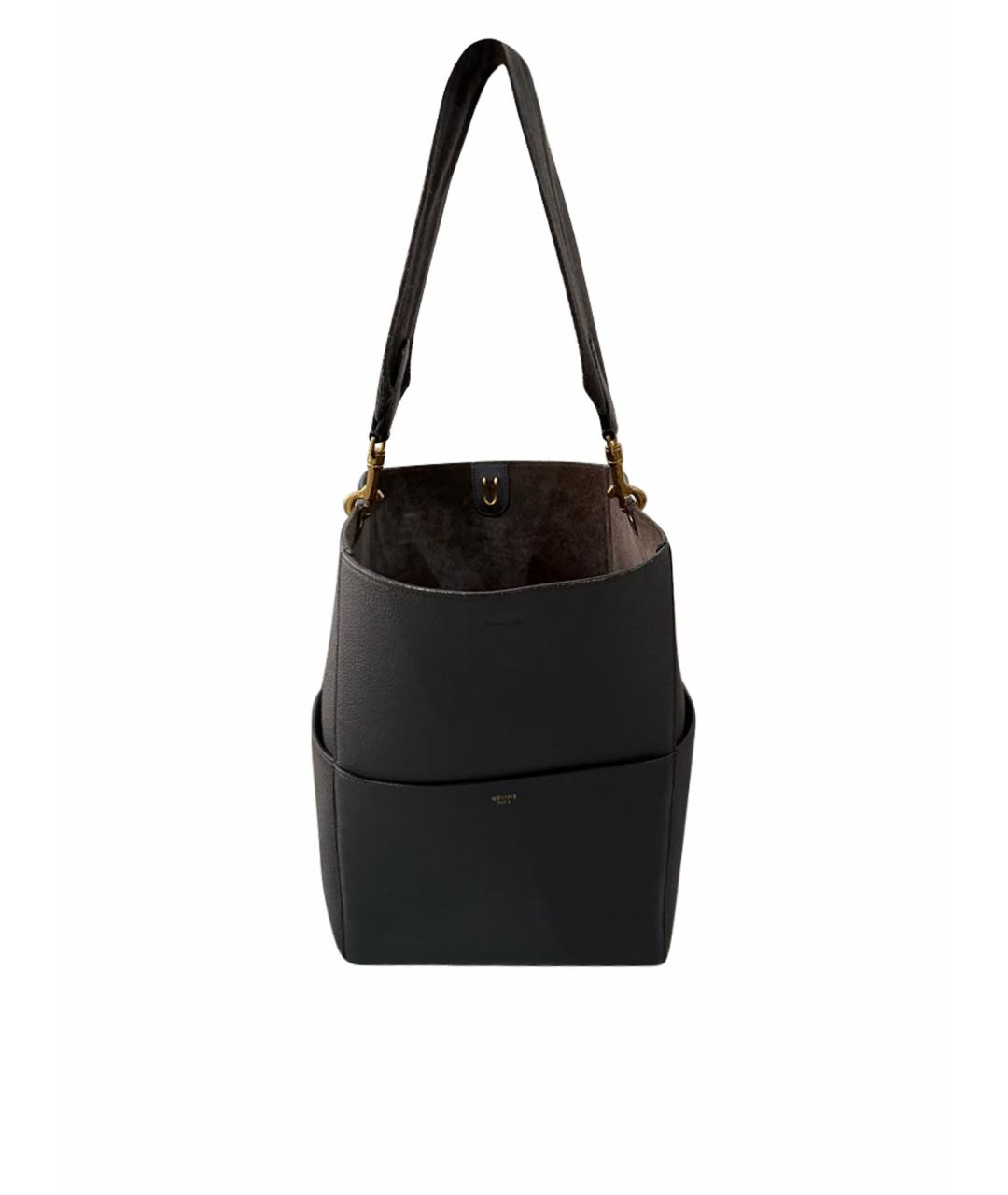 CELINE Антрацитовая кожаная сумка тоут, фото 1