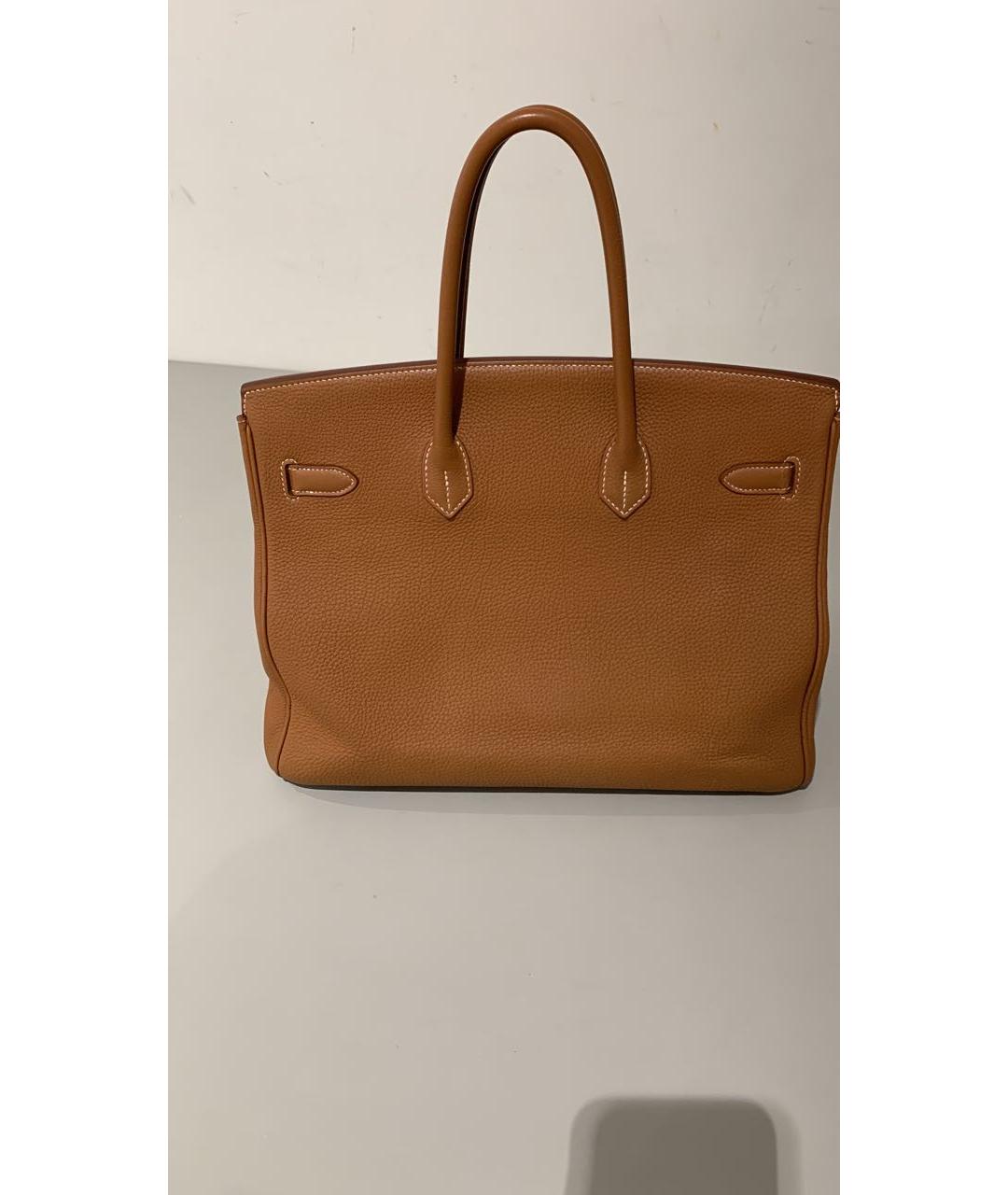 HERMES Коричневая кожаная сумка с короткими ручками, фото 3