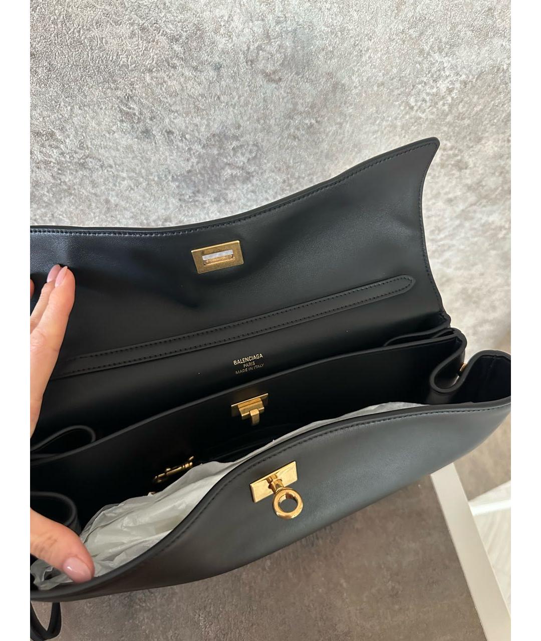 BALENCIAGA Черная кожаная сумка через плечо, фото 4