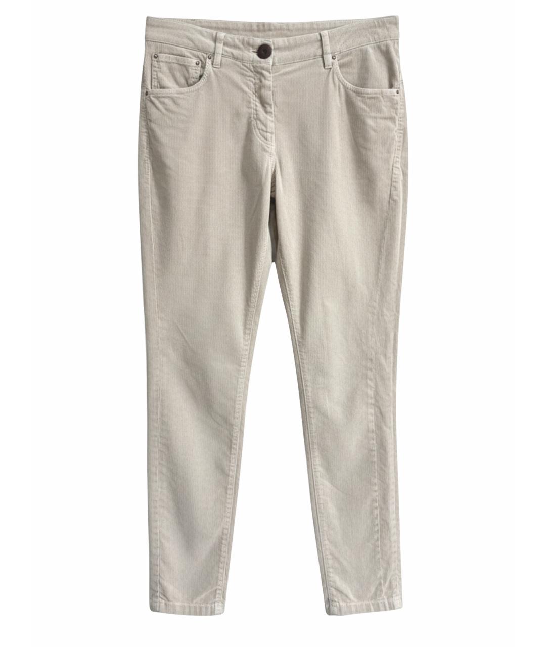 BRUNELLO CUCINELLI Бежевые хлопковые брюки узкие, фото 1