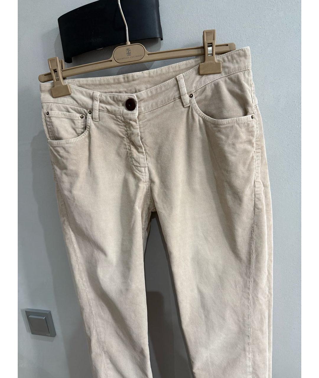 BRUNELLO CUCINELLI Бежевые хлопковые брюки узкие, фото 5