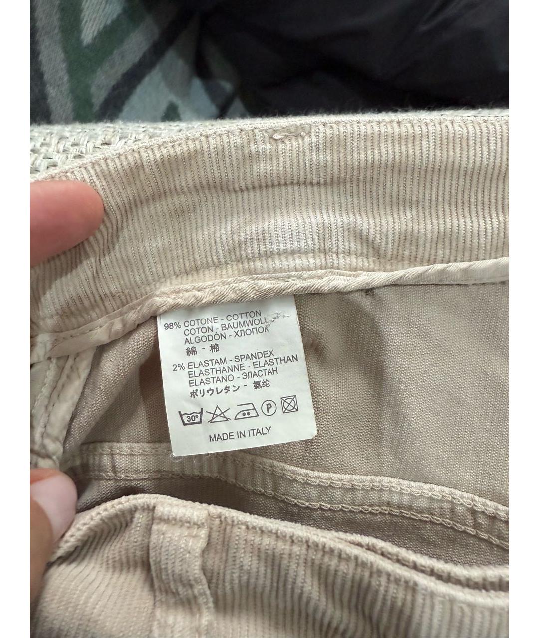 BRUNELLO CUCINELLI Бежевые хлопковые брюки узкие, фото 4