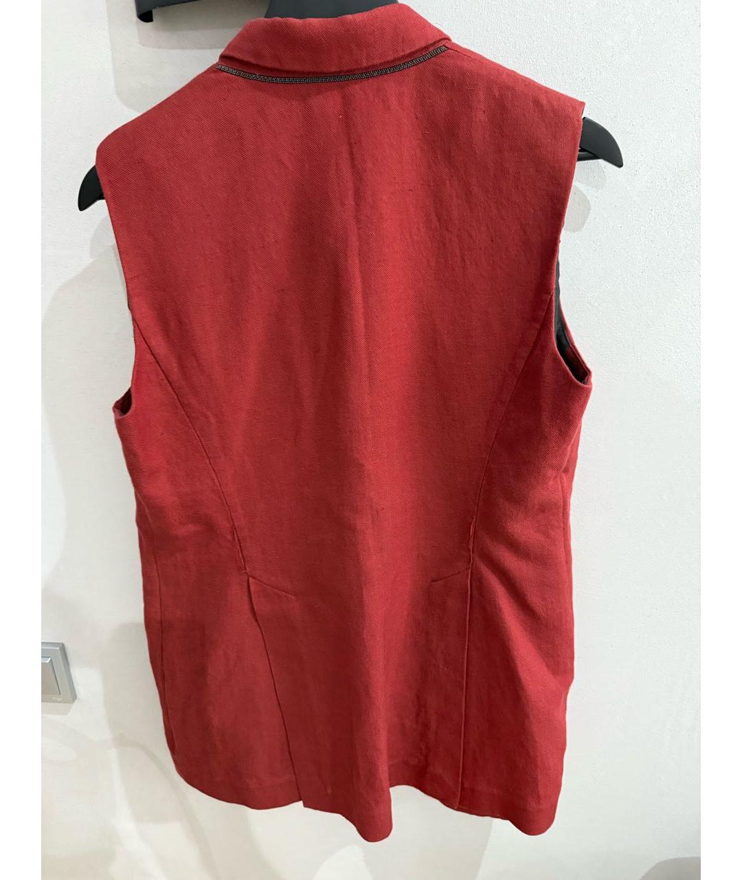 BRUNELLO CUCINELLI Бордовый хлопковый жилет, фото 2