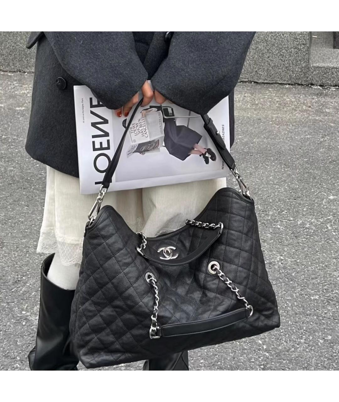 CHANEL Черная кожаная сумка через плечо, фото 6