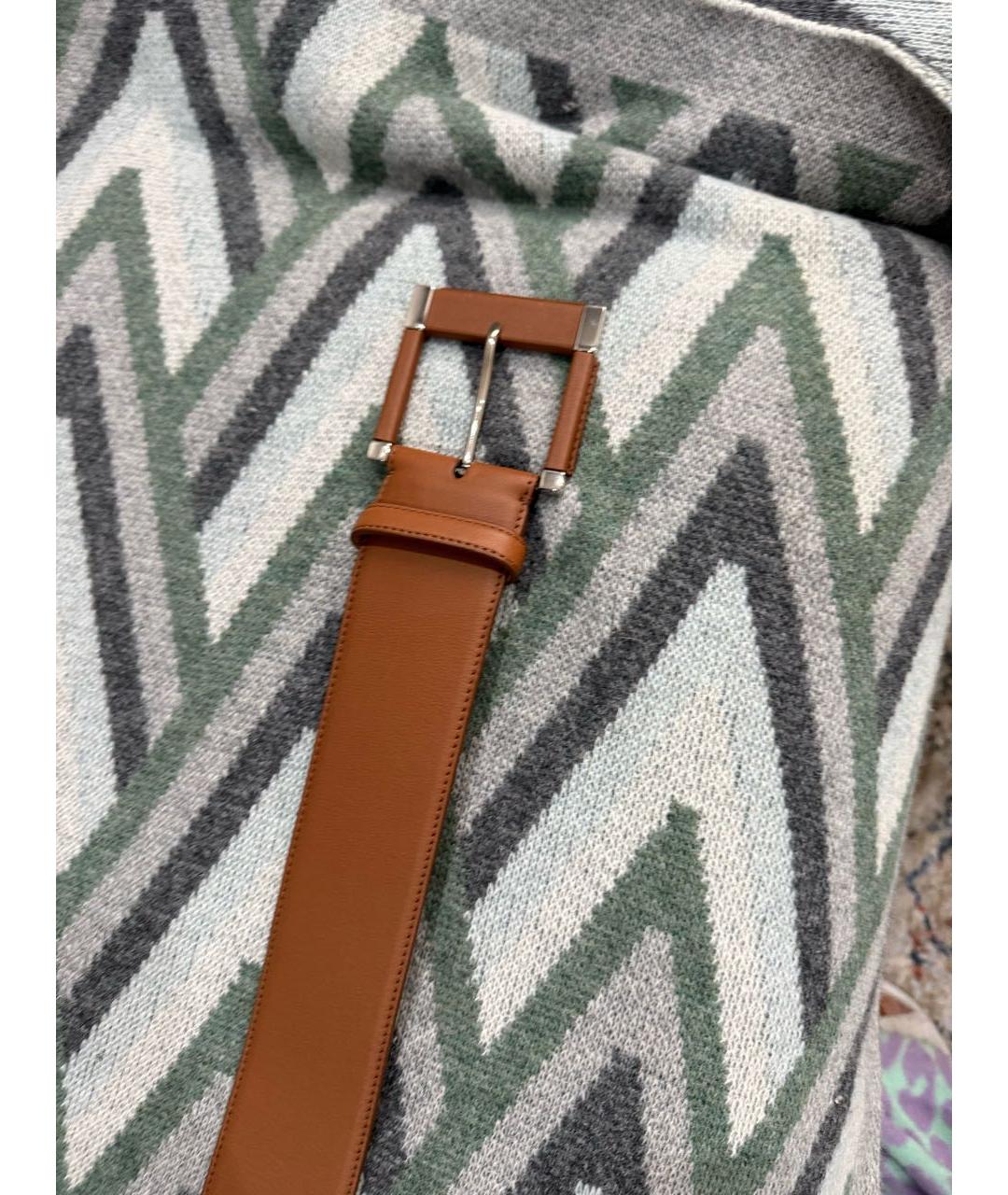 LORO PIANA Коричневый кожаный ремень, фото 2