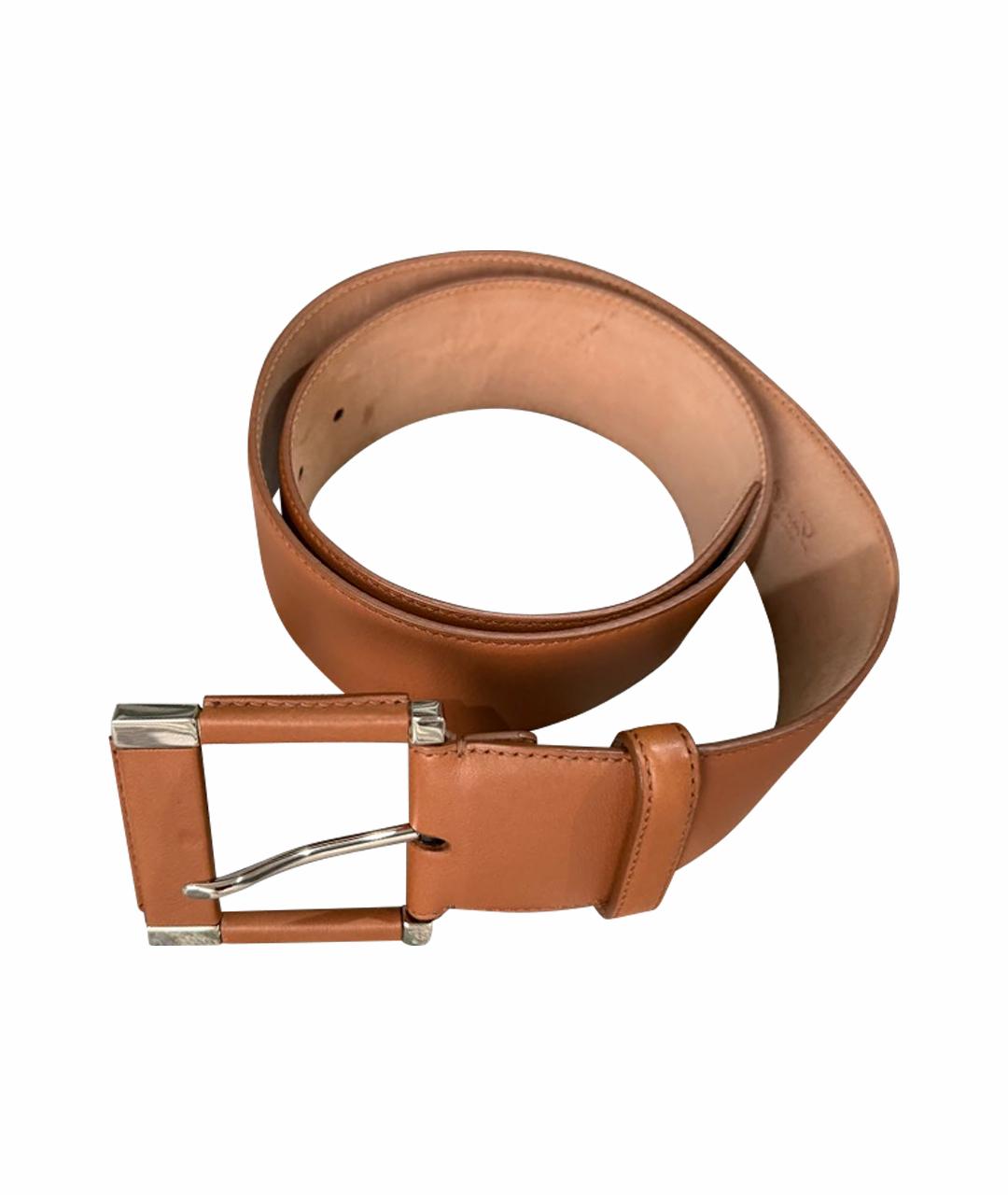 LORO PIANA Коричневый кожаный ремень, фото 1